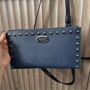 Michael Kors Navy Studded Wristlet